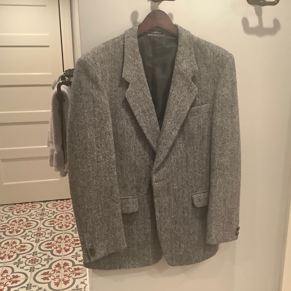 Gray Herringbone Harris Tweed Blazer